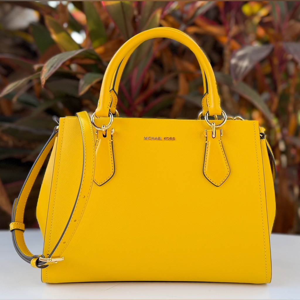 Michael Kors Marilyn Md Satchel Shoulder Crossbody Bag Honey